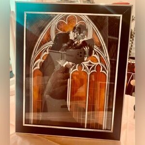 Gomez and Morticia Addams Kiss – Framed Gothic Halloween Art Print (8x10 Frame)